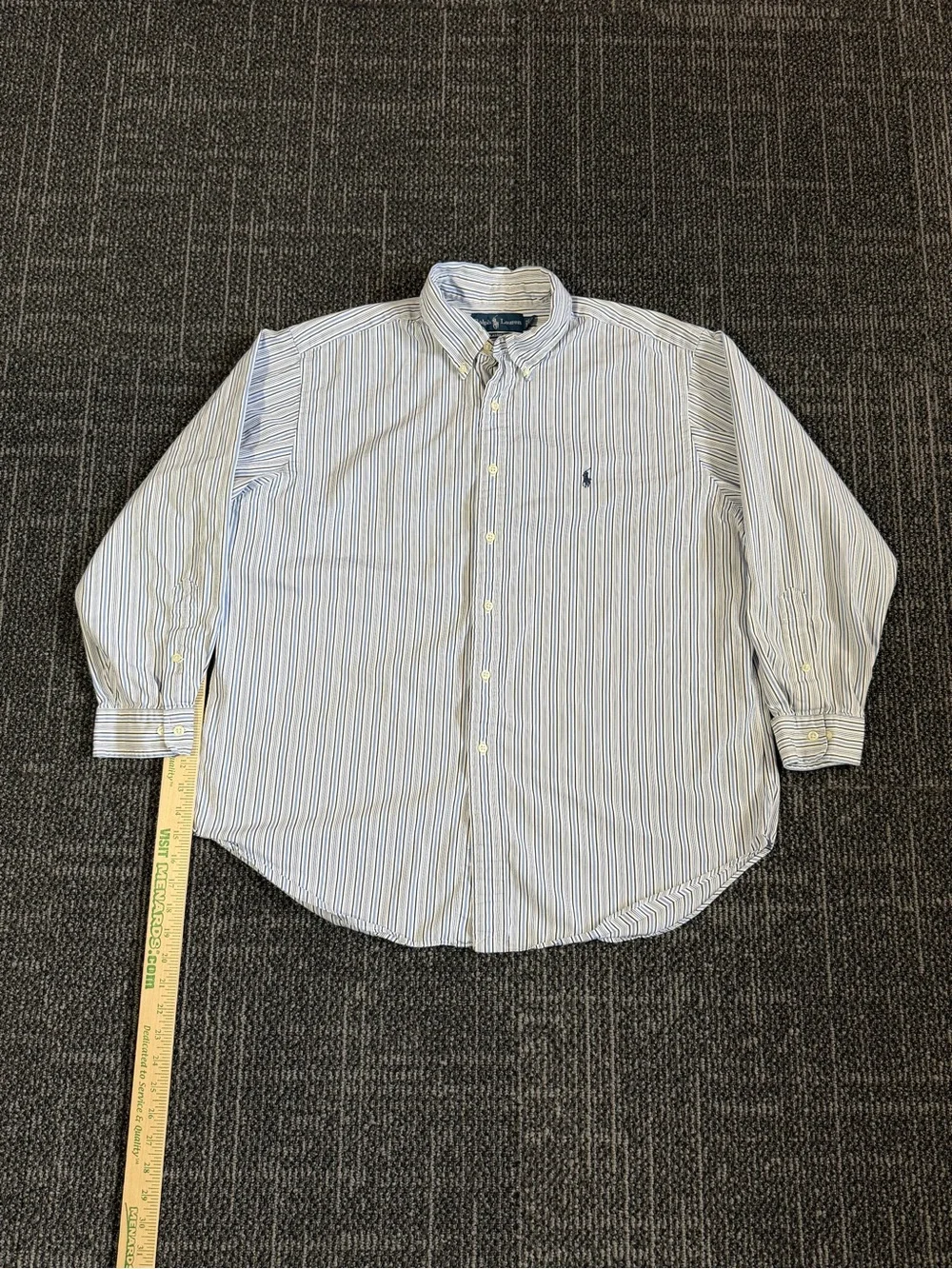 Ralph Lauren Classic Fit Striped Button Down Shirt Blue White Pony Mens 17 1/2